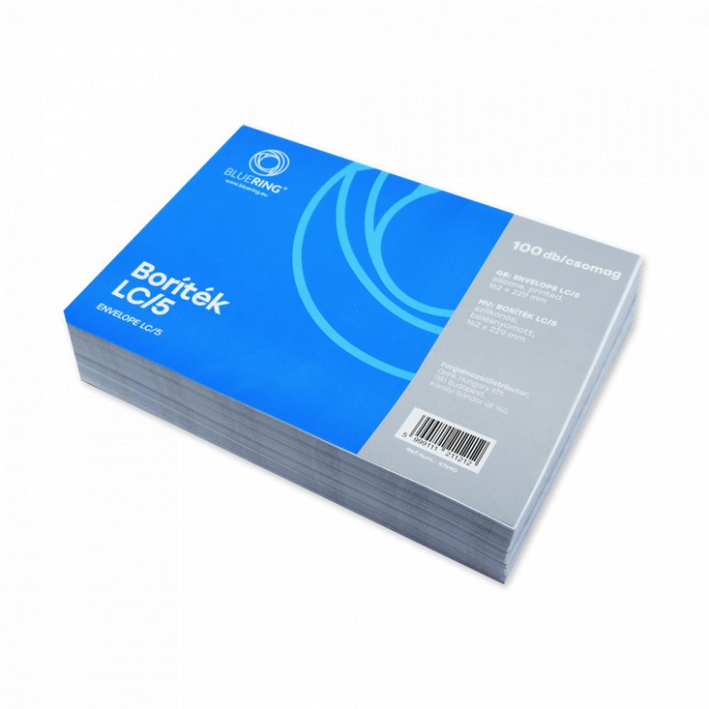Boríték LC/5 szilikonos bélésnyomott 162×229mm Bluering® fehér 100 db/csom