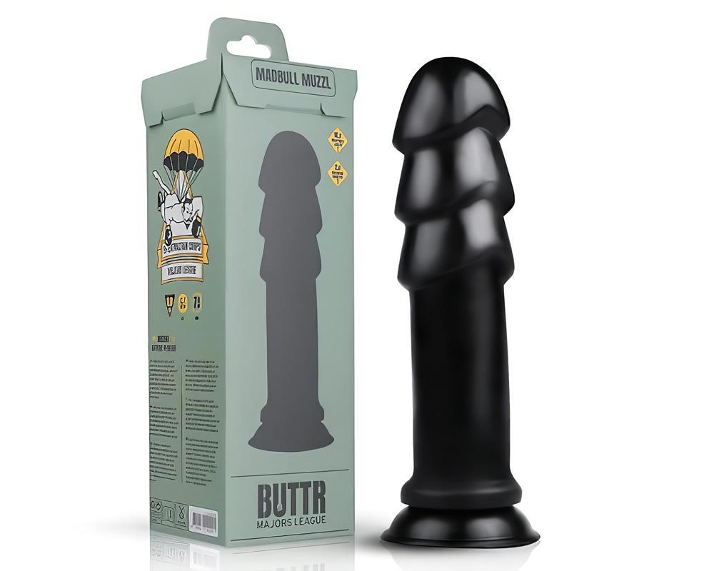 BUTTR Madbull Muzzl - tapadókorongos dildó (fekete)
