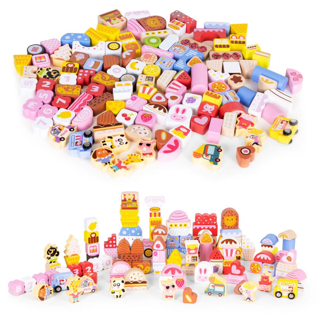 Candy city fa építőkocká készlet 116 db