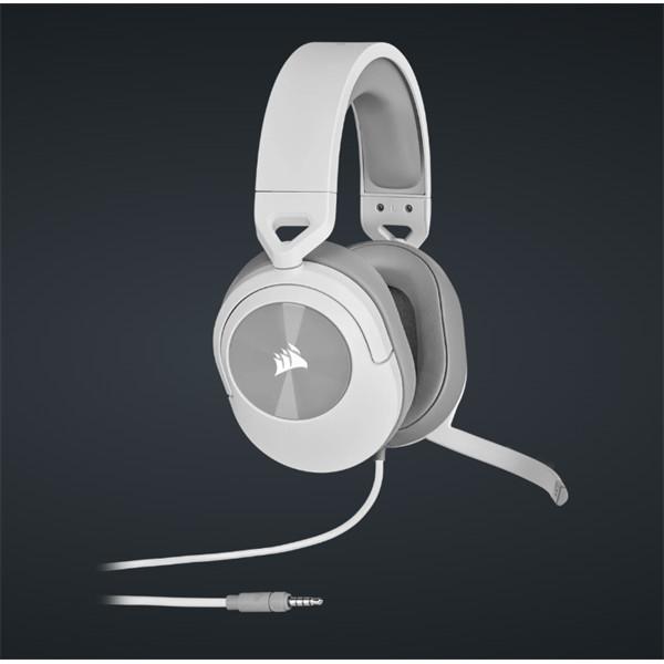 CORSAIR Vezetékes Headset, HS55 Gaming, Ultrakönnyű, Jack dugós, fehér