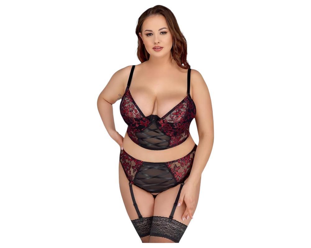 Cottelli Plus Size - melltartó szett (piros)