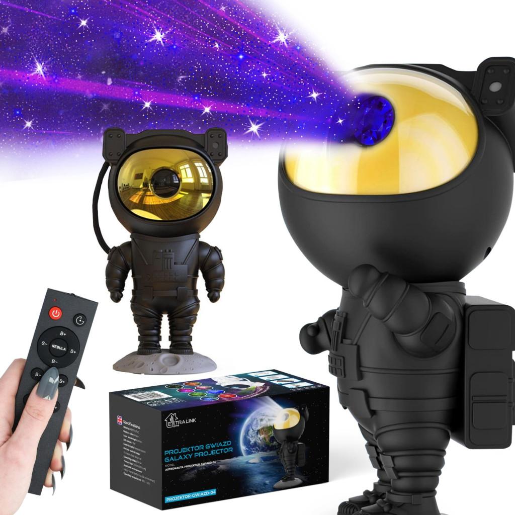 Csillagos égbolt projektor, Galaxis projektor, Fekete, Éjszakai lámpa, projektor, Gyerekeknek, Űrhajós alakú