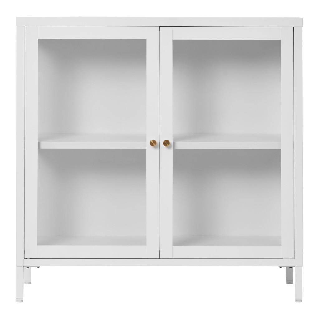 Dalby vitrines komód, 2 ajtó, acél, fehér 80x35x80 cm