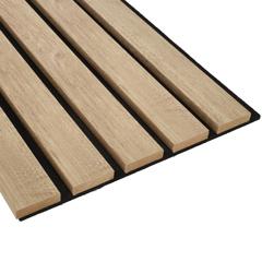 Decowall - Fa hatású, hangszigetelő lamella falburkolat, filc hátlappal (260 cm x 30 cm x 1.7 cm) - natúr tölgy