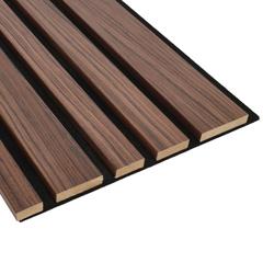 Decowall - Fa hatású, hangszigetelő lamella falburkolat, filc hátlappal, különböző szélességű lécekkel (260 cm x 30 cm x 1.7 cm) - dió
