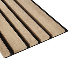 Decowall - Fa hatású, hangszigetelő lamella falburkolat, filc hátlappal, különböző szélességű lécekkel (260 cm x 30 cm x 1.7 cm) - natúr