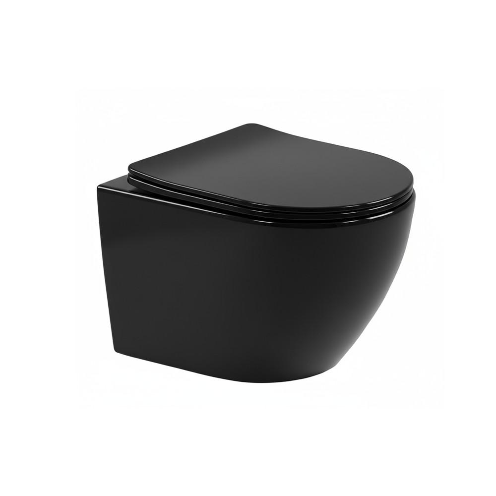 Delano fali rimless WC soft-close ülőkével fekete