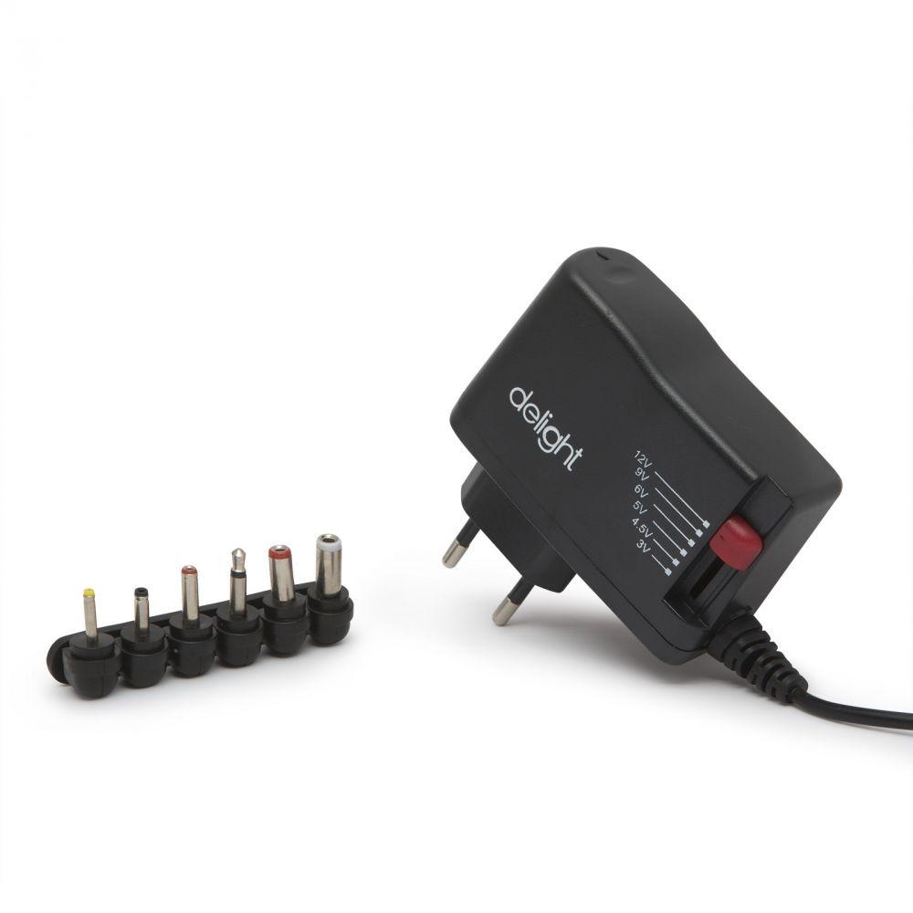 Delight univerzális adapter , DC 3-12V, 1A, 6db cserélhető dugó 55056