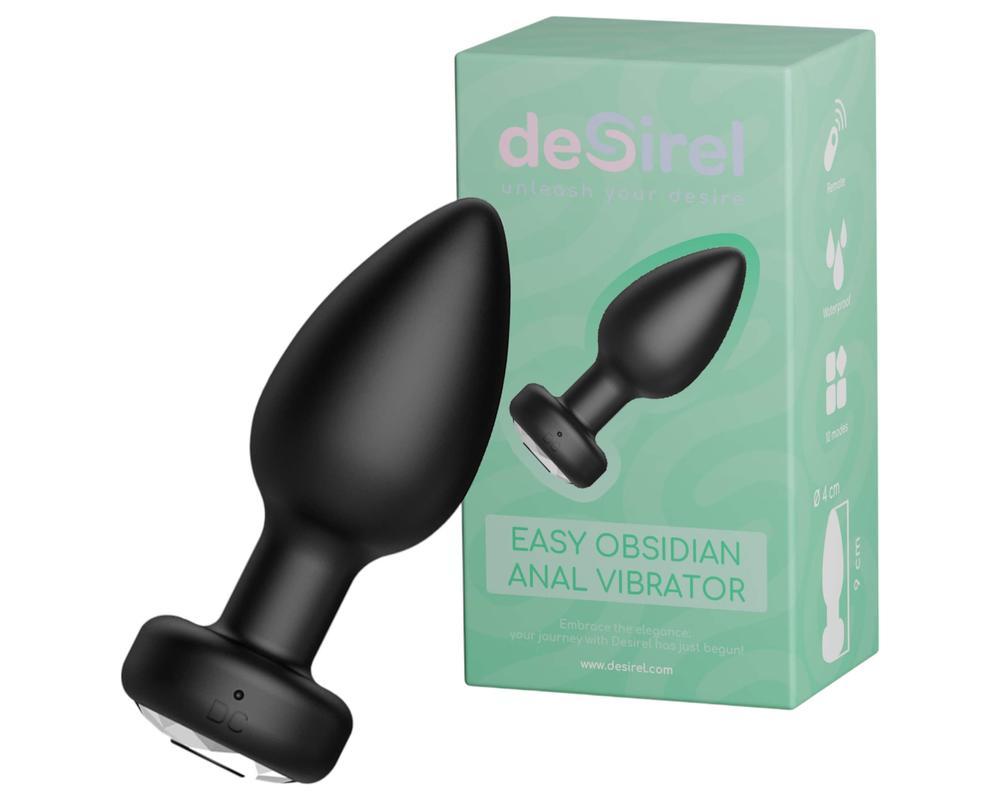 Desirel Easy Obsidian - akkus,rádiós anál vibrátor (fekete)