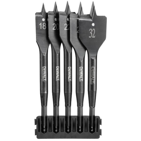 DEWALT Hegytartó, lapos fafúrók Extreme, 5db, 18-32mm
