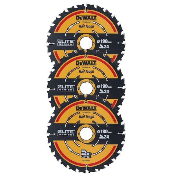 DEWALT Körfűrészlap, készlet, ELITE CSB, 3db, 190mm