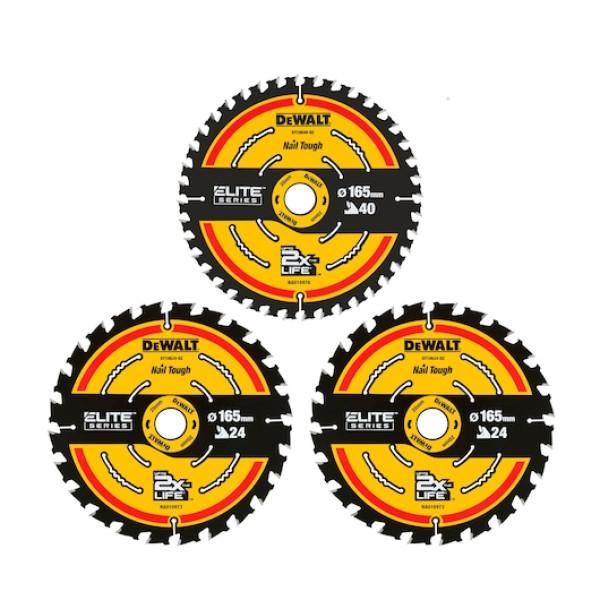 DEWALT Körfűrészlap, készlet, ELITE SERIES, 3db, 165mm