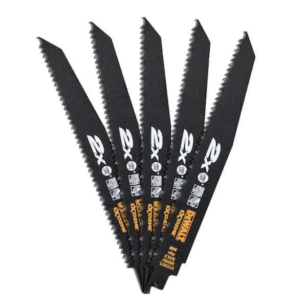 DEWALT Orrfűrészlap, 228mm, 5db, fa+szög, 6 TPI
