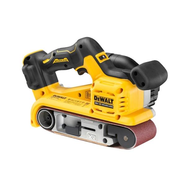 DEWALT Szalagcsiszoló, 18V XR, kefe nélküli, TSTAK, koffer, akkumulátor és töltő nélkül