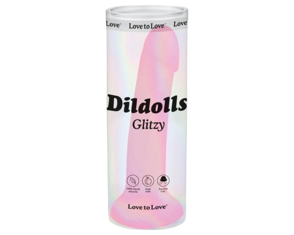 Dildolls Glitzy - tapadókorongos szilikon dildó (pink)