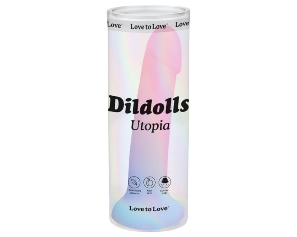 Dildolls Utopia - tapadókorongos szilikon dildó (színes)
