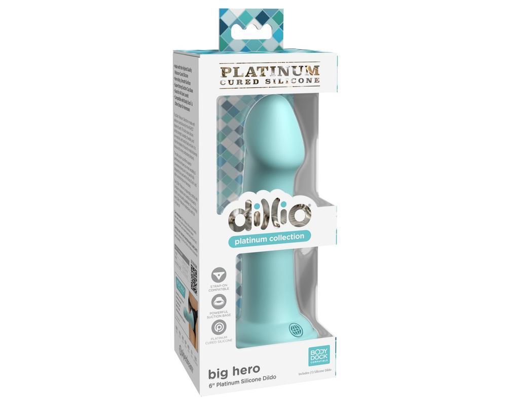 Dillio Big Hero - tapadókorongos dildó (17cm) - türkiz