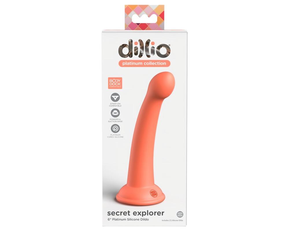 Dillio Secret Explorer - makkos dildó (17cm) - narancs