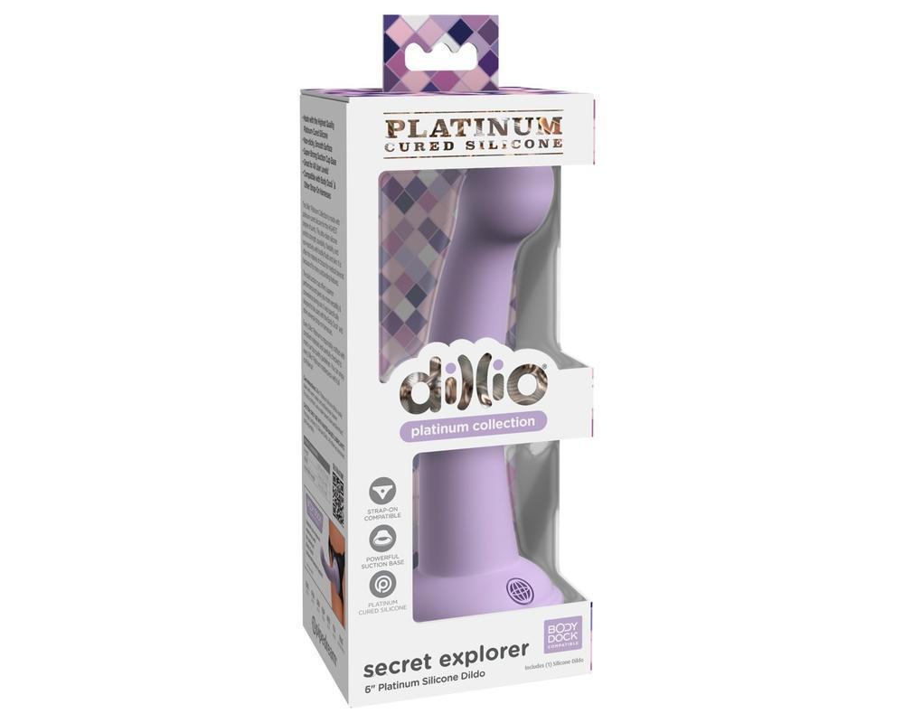 Dillio Secret Explorer - tapadókorongos dildó (17cm) - lila