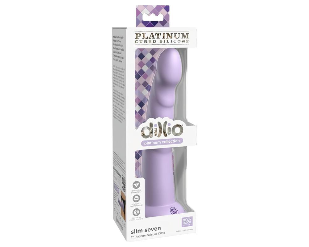 Dillio Slim Seven - tapadókorongos stimuláló dildó (20cm) - lila