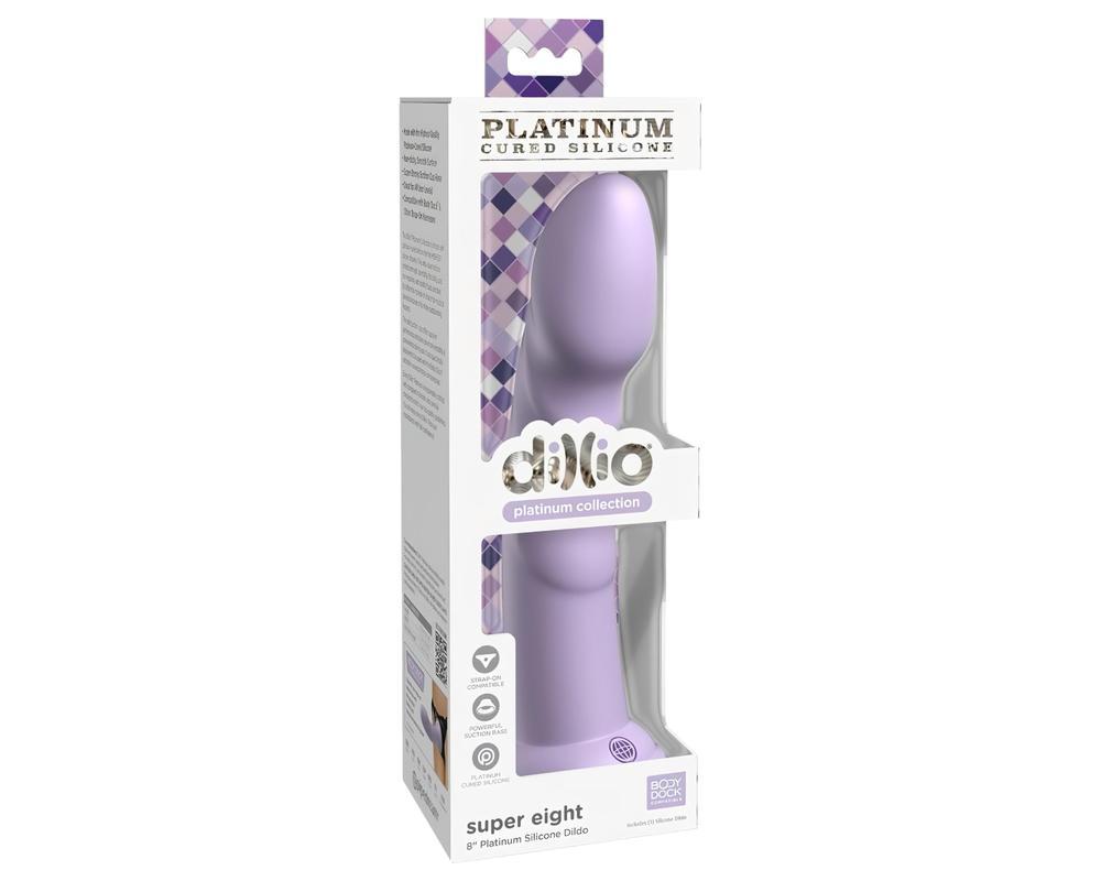 Dillio Super Eight - tapadókorong szilikon dildó (21cm) - lila