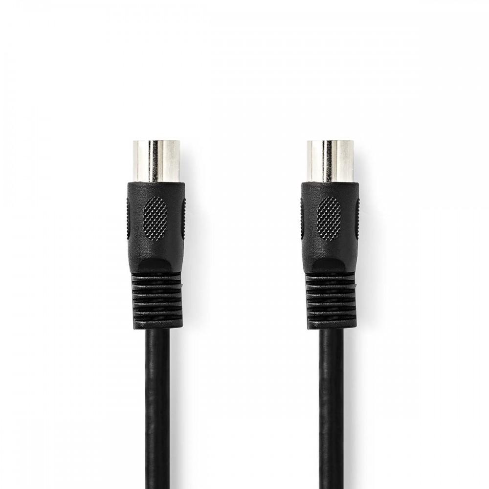 DIN audio kábel | DIN 5 Tűs Dugasz | DIN 5 Tűs Dugasz | Nikkelezett | 1.00 m | Kerek | PVC | Fekete | Boríték