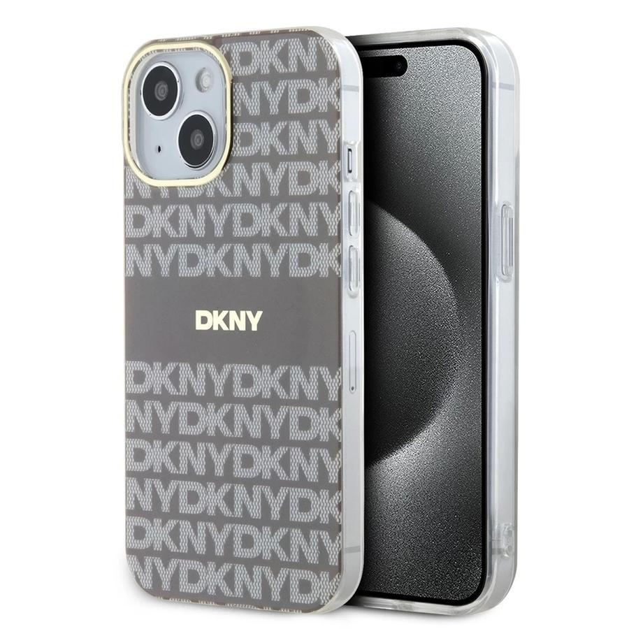 DKNY PC/TPU Repeat Pattern Tonal Stripe Magsafe tok iPhone 14 készülékhez bézs