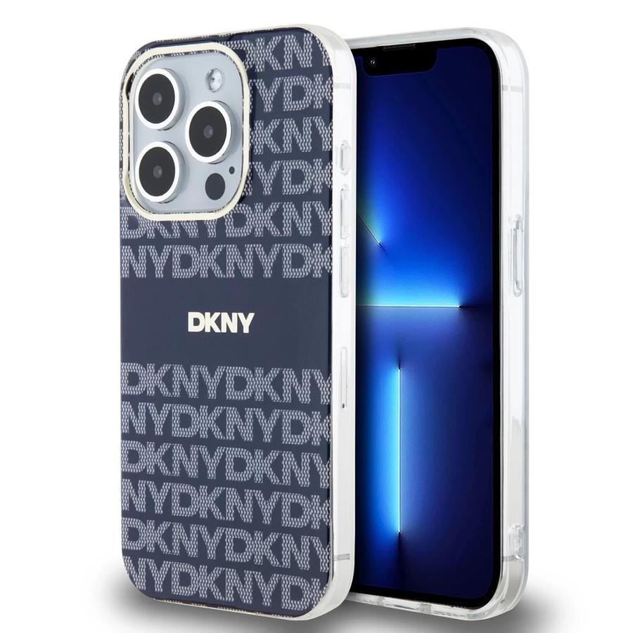 DKNY PC/TPU Repeat Pattern Tonal Stripe Magsafe tok iPhone 15 Pro Max készülékhez kék