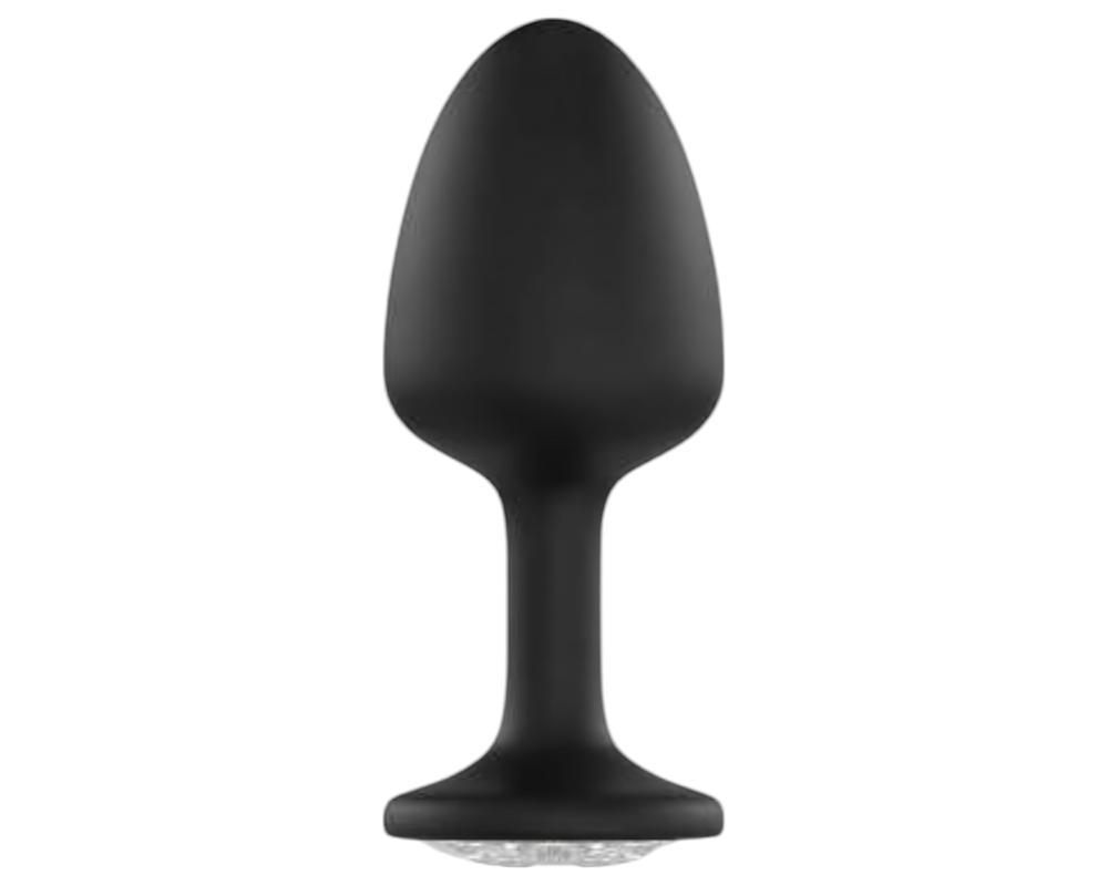 Dorcel Geisha Plug Diamond M - fehér köves anál plug (fekete)