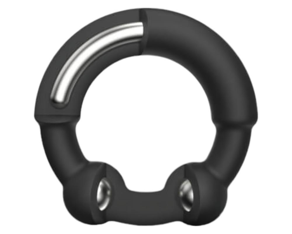 Dorcel Stronger Ring - fém betétes péniszgyűrű (fekete)