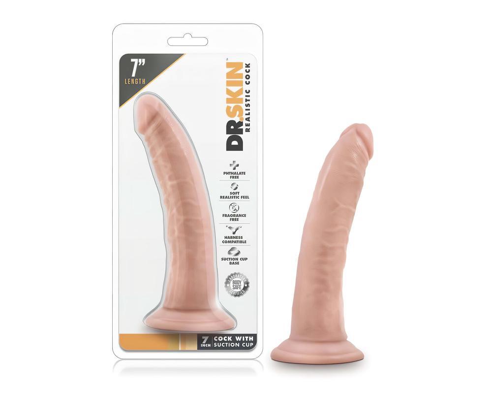 Dr. Skin 7 - tapadókorongos élethű dildó - natúr (17,5cm)