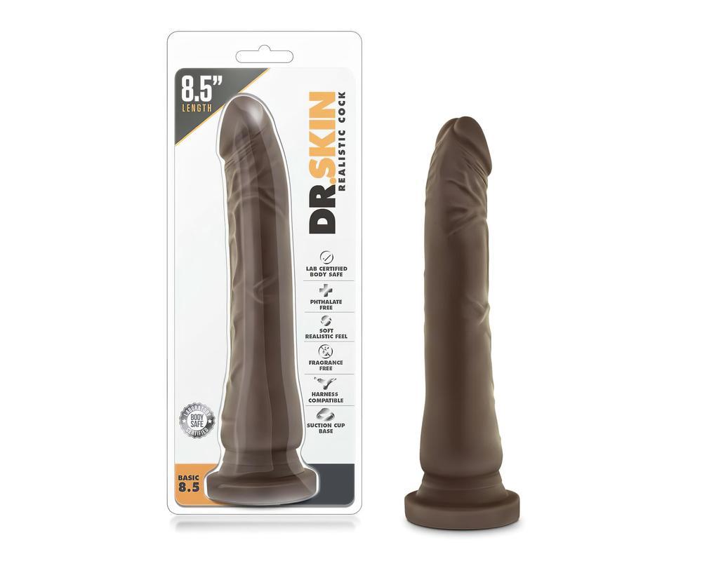 Dr. Skin 8,5 - tapadókorongos élethű dildó - barna (20,5cm)