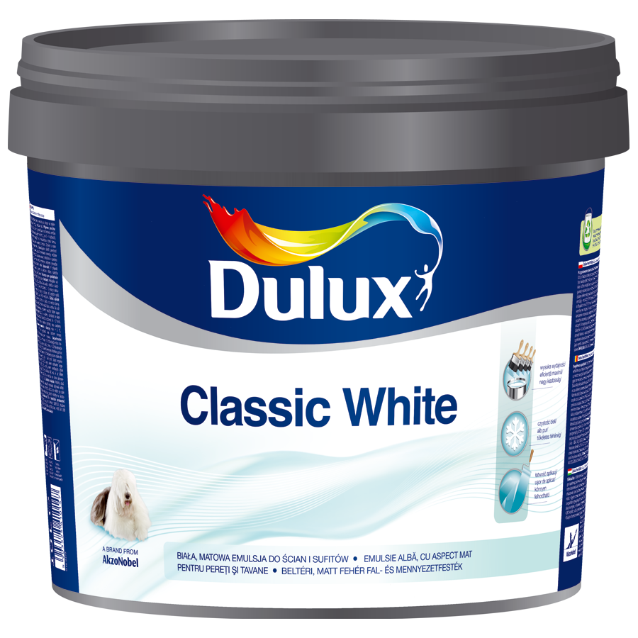 DULUX CLASSIC WHITE BELTÉRI FALFESTÉK, 5L, FEHÉR
