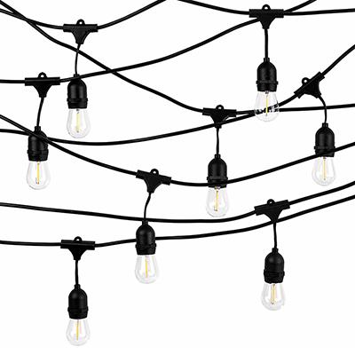 E27 foglalatos fényfüzér (IP44, 10 méter) 10 db meleg fehér LED izzóval
