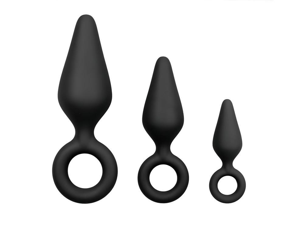 Easytoys - gyűrűs anál plug szett - 3db (fekete)