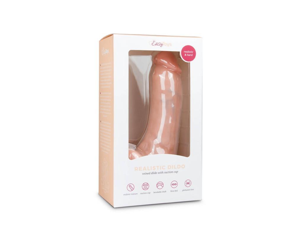 Easytoys - tapadókorongos, herés dildó (20cm) - natúr