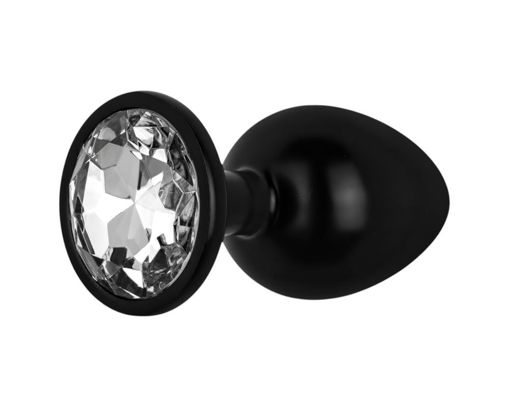 Easytoys Anal Collection - fém anál plug kővel - M (fekete)
