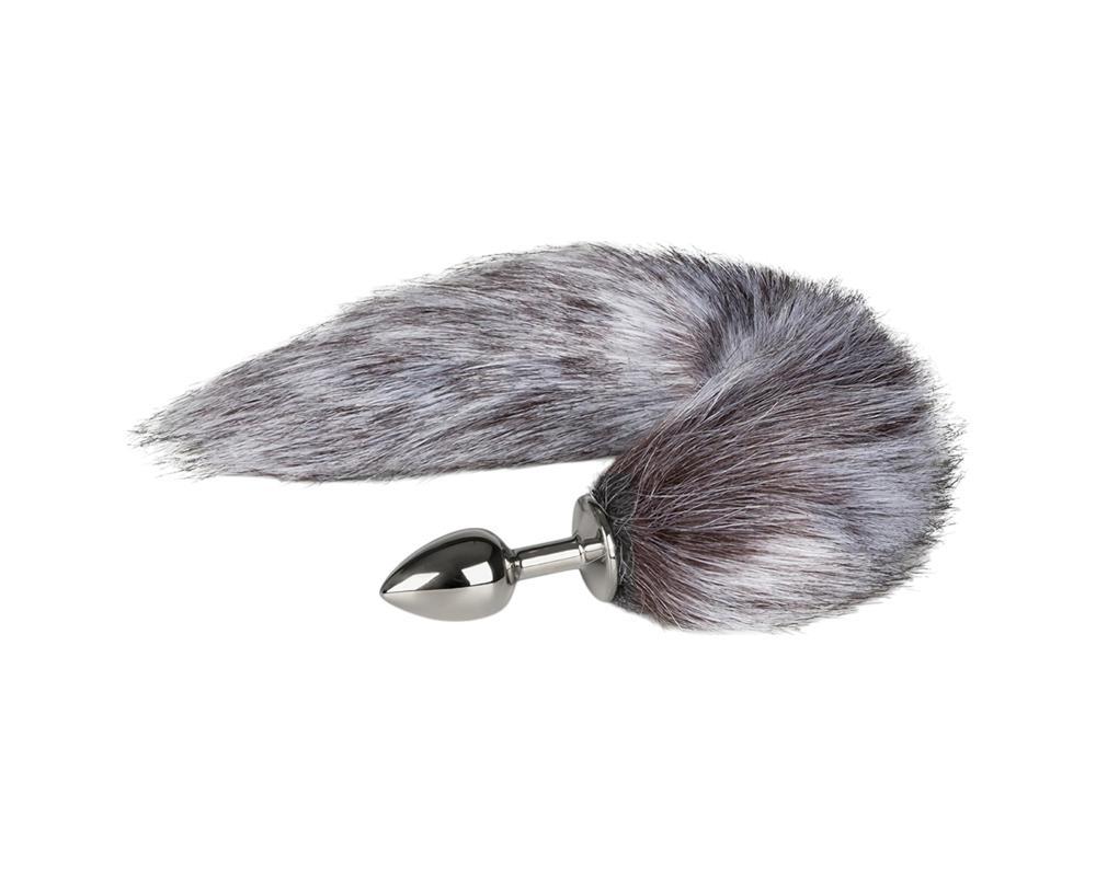 Easytoys Fox NO5 - fém anál plug rókafarokkal (ezüst-ezüst)