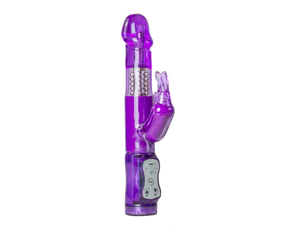 Easytoys Rabbit - forgó gyöngyös, csiklókaros vibrátor (lila)