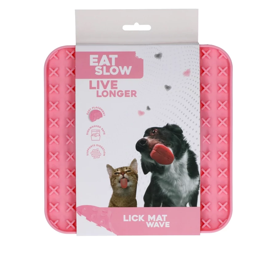 Eat Slow Live Longer Lick Mat Wave habzsolásgátló nyalogatós tálca – rózsaszín