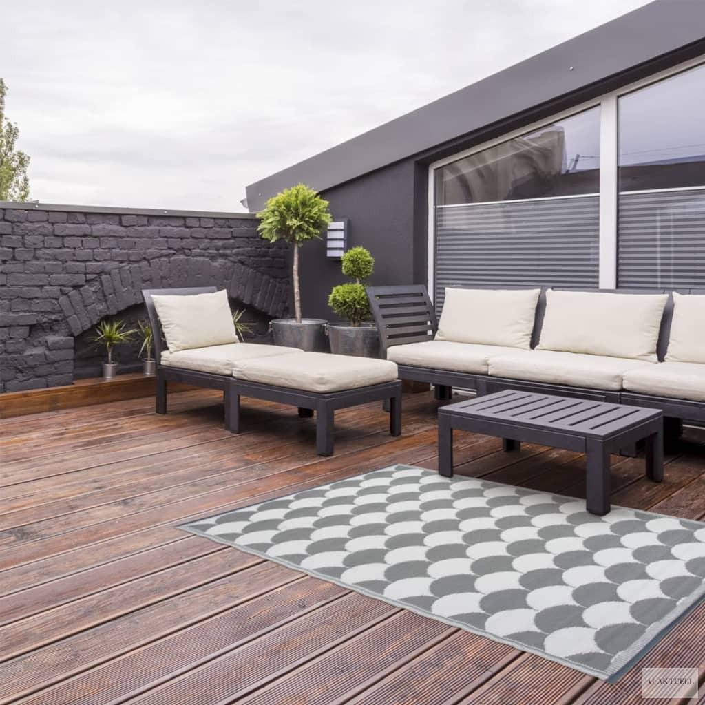 Esschert Design szürke és fehér kültéri szőnyeg 180 x 121 cm OC24