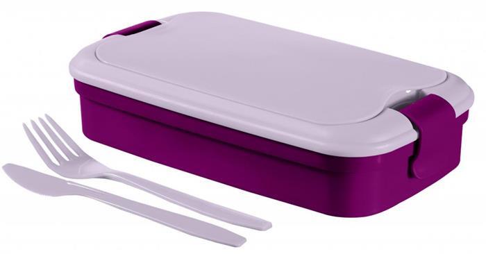 Ételtartó, evőeszközzel, CURVER "Lunch&amp;Go", lila