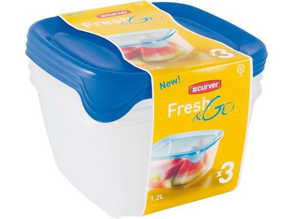 Ételtartó szett, 3x1,2 l, CURVER "Fresh&amp;go"