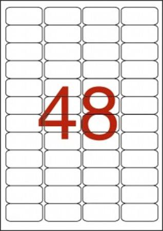 Etikett, 45,7x21,2 mm, poliészter, időjárásálló, kerekített sarkú, fehér, APLI, 960 etikett/csomag