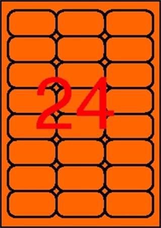 Etikett, 64x33,9 mm, színes, kerekített sarkú, APLI, neon narancs, 480 etikett/csomag