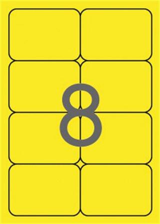 Etikett, 99,1x67,7 mm, színes, kerekített sarkú, APLI, neon sárga, 160 etikett/csomag