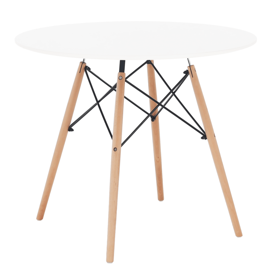 Étkezőasztal,  fehér/bükk, átmérő 90 cm, GAMIN NEW 90