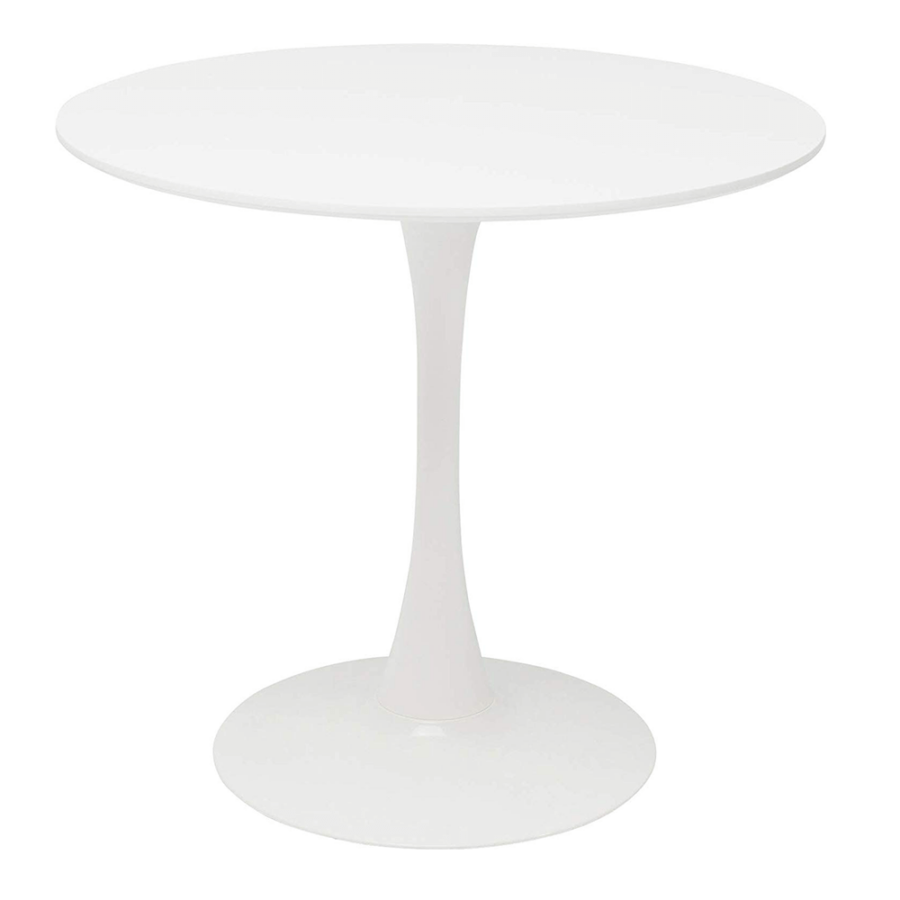 Étkezőasztal, kerek, fehér, matt, átmérő 80 cm, REVENTON