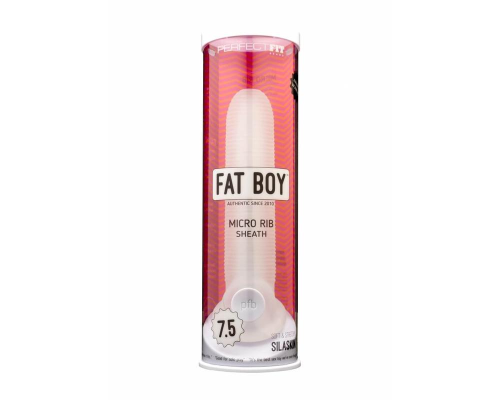 Fat Boy Micro Ribbed - péniszköpeny (19cm) - fehér