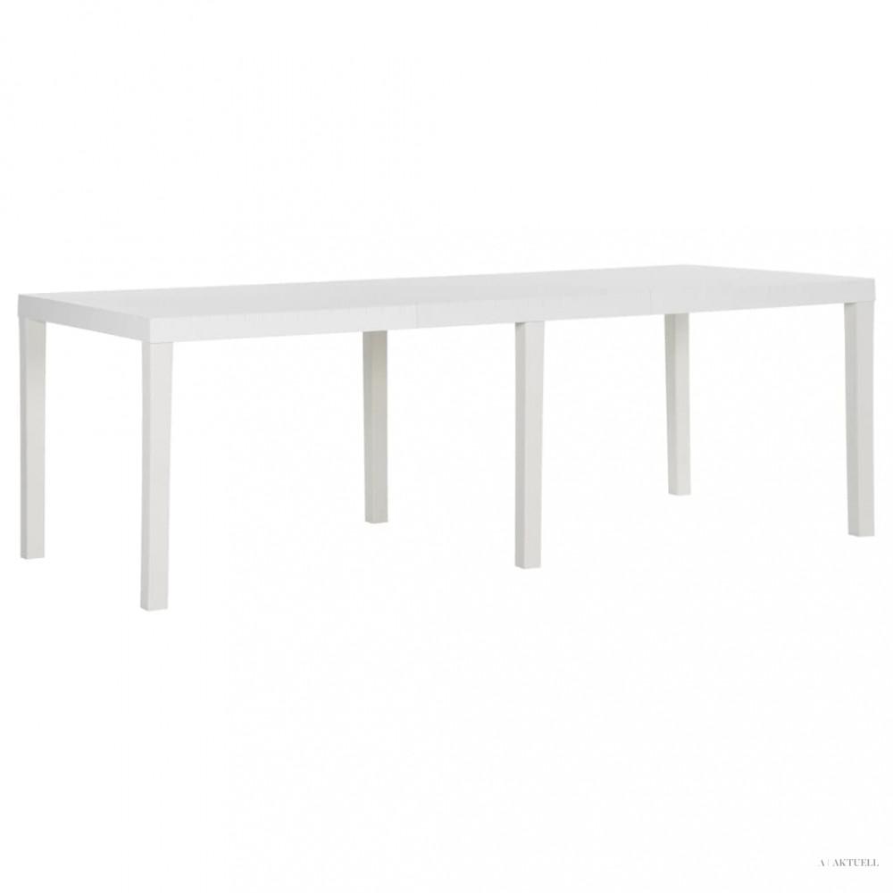 Fehér polipropilén kerti asztal 220 x 90 x 72 cm